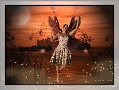 Fantasy, Magiczna, Noc, Elf, 3D
