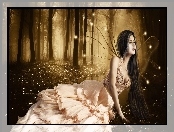 Fantasy, Sukienka, Las, Kobieta