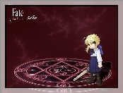 Fate Stay Night, gwiazda, miecz, dziecko, napis