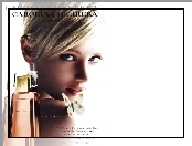 flakon, Carolina Herrera, kobieta, twarz, perfumy