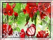 Flakonik, Tulipany, Czerwone, Art, Motyl, Serce