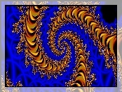 Fraktal, Spirale, Złote, Niebieskie