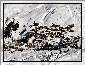 Francja, Góry, Alpy, Miasto, Śnieg