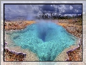 Gejzer, Chmury, Park, Yellowstone