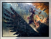 Geralt z Rivii, Wiedźmin 3 Dziki Gon, Gra, Walka, The Witcher 3 Wild Hunt, Ptak