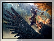 Geralt z Rivii, Wiedźmin 3 Dziki Gon, Gra, Walka, The Witcher 3 Wild Hunt, Ptak