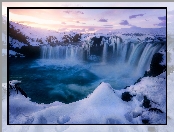 Zima, Islandia, Wodospad Godafoss