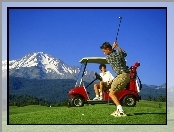 Sportowe Golf, samochodzik, piłka do golfa , kij golfowy