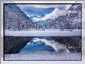 Alpy Julijskie, Jezioro Jasna, Zima, Słowenia, Góry, Kranjska Gora