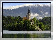 Góry, Jezioro, Zamek, Bled, Słowenia