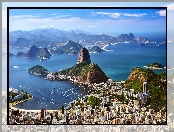 Góry, Wybrzeże, Rio de Janeiro, Z lotu ptaka, Morze, Panorama Miasta, Brazylia, Wyspy