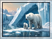 Niedźwiedzie polarne, 2D, Góry lodowe, Dwa