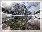 Zima, Park Narodowy Banff, Jezioro Lake Louise, Kamienie, Kanada, Góry