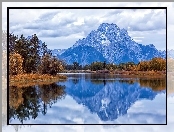 Góry, Grand Teton, las, Rzeka