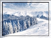 Góry, Zima, Las, Śnieg