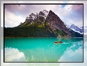 Ludzie, Góry, Jezioro, Park Narodowy Banff, Kajak