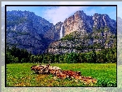 Góry, Wodospad, Park Narodowy Yosemite