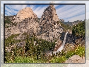 Góry, Kalifornia, Wodospad, Stany Zjednoczone, Sierra Nevada, Nevada Fall, Drzewa, Park Narodowy Yosemite