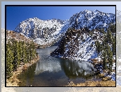 Jezioro Ellery, Kalifornia, Stany Zjednoczone, Zima, Park Narodowy Yosemite, Góry