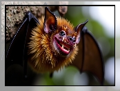 Uśmiech, Grafika AI, Nietoperz, Brązowy