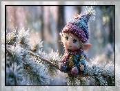 Szron, Grafika AI, Skrzat, Gałązka