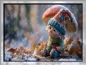 Liście, Grafika AI, Skrzat, Grzyb