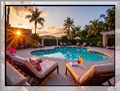 Palmy, Grafika AI, Basen, Leżaki