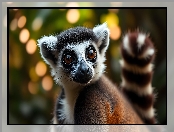 Ogon, Lemur, Pasiasty, Grafika, Oczy, Duże