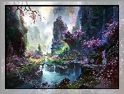 Grafika, Rzeka, Fantasy, Góry