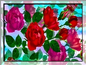 Grafika, Róże, Kwiaty, Czerwone