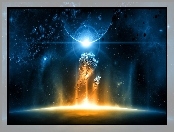 Gwiazdy, Kosmos, Fantasy, Planeta, Asteroidy