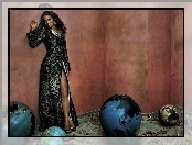 Halle Berry, globus, długi, płaszcz