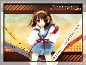 Suzumiya Haruhi No Yuuutsu, czerwona kokardka, ciemne włosy