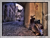 HDR, Stary, Skuter Piaggio, Ulica, Domy