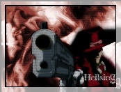 Hellsing, broń, kapelusz, osoba