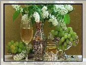 Wino, Srebrna, Jaśmin, Winogrona, Zastawa, Herbata