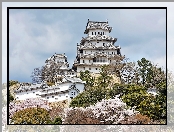 Himeji, Zamek, Białej, Czapli, Drzewa