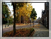 Holandia, Kamienice, Jesień, Ulica