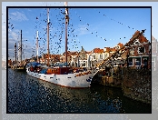 Holandia, Port, Żaglówki, Domy, Miasto Enkhuizen