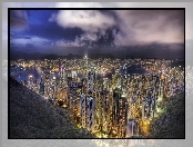 Hong Kong, Oświetlone, Miasto