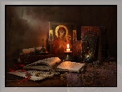 Ikona, Religijna, Książki, Świeca