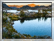 Ansel Adams Wilderness, Skały, Stany Zjednoczone, Thousand Island Lake, Jezioro, Sierra Nevada, Góry, Drzewa, Kalifornia