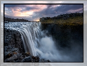 Islandia, Chmury, Wodospad Dettifoss, Skały