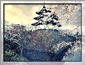 Japonia, Drzewa, Dom, Kwitnące