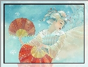 Kobieta, Japonka, Wachlarze