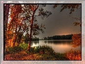 Jezioro, Jesień, Drzewa
