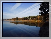 Jesień, Las, Jezioro, Odbicie