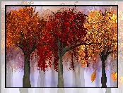 Jesień, 2D, Kolorowe, Drzewa