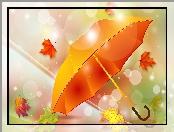 Jesień, Grafika 2D, Parasol, Liście