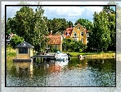 Jezioro, Drzewa, Dom, Posesja